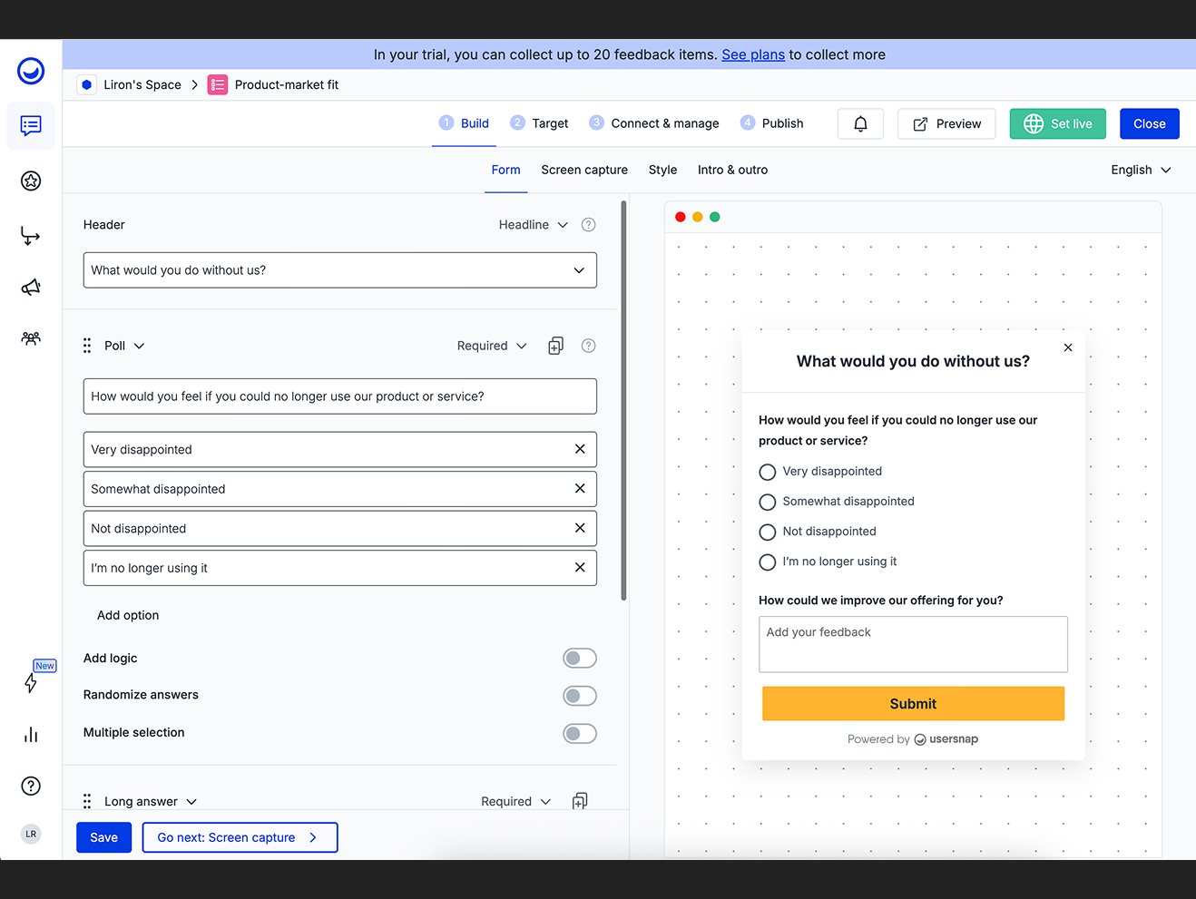 Usersnap product pivot