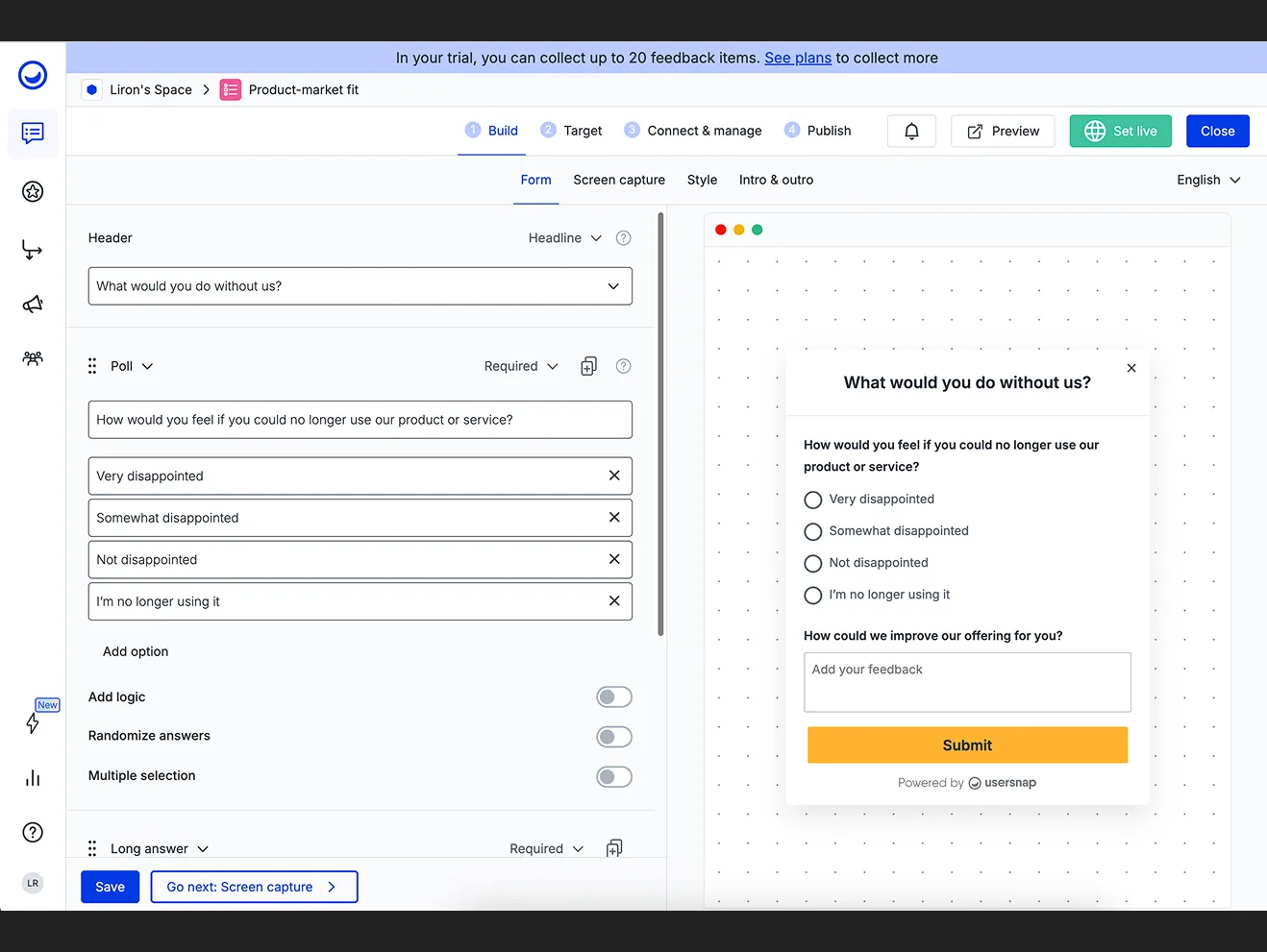 Usersnap product pivot
